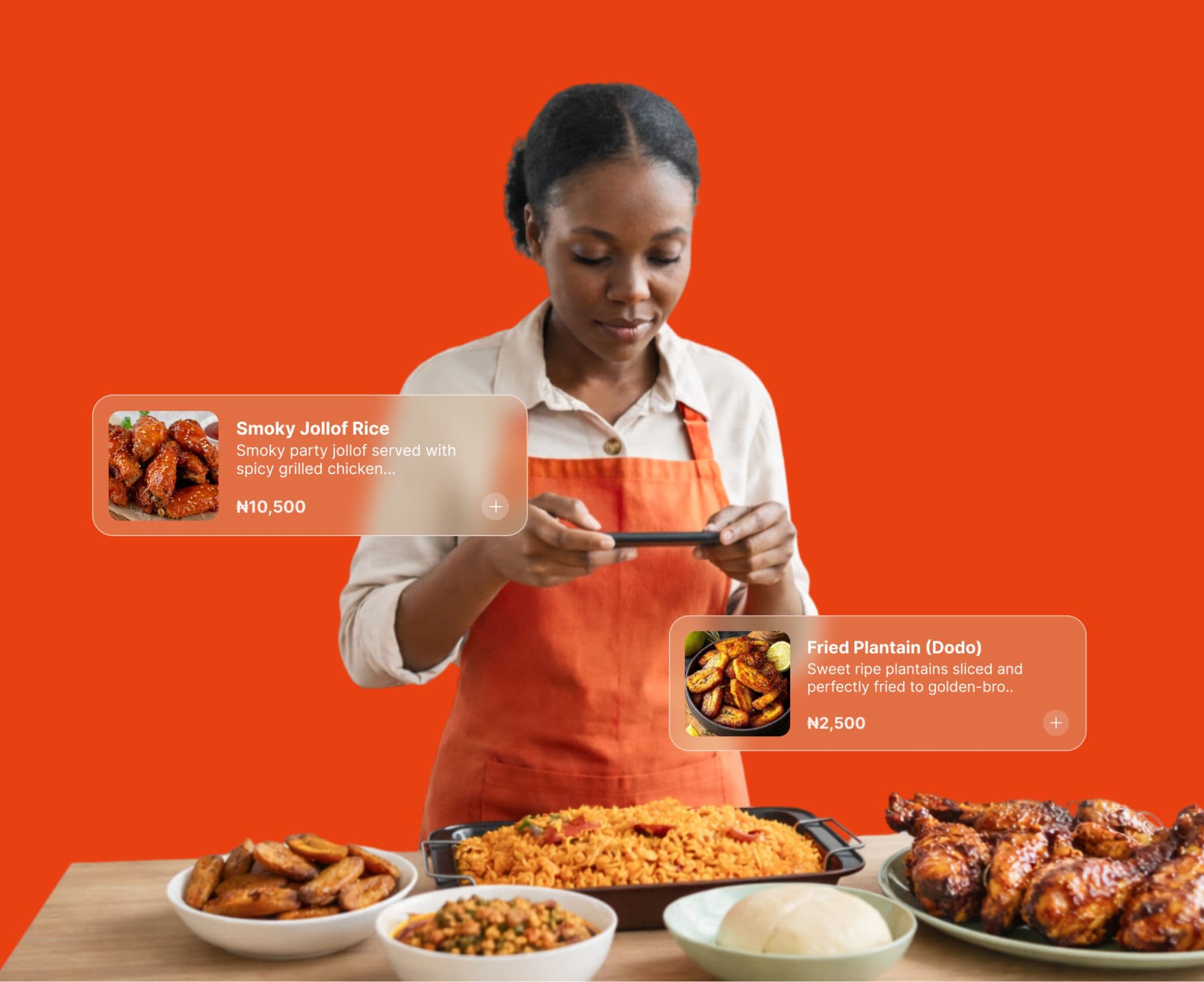 Vendor sharing a digital menu with customers